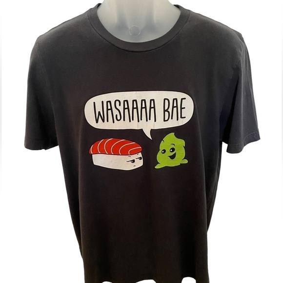“WASAAAA Bae” Funny Sushi “Wasabi” Emii Creations Tee Shirt Men L Large - Picture 1 of 5